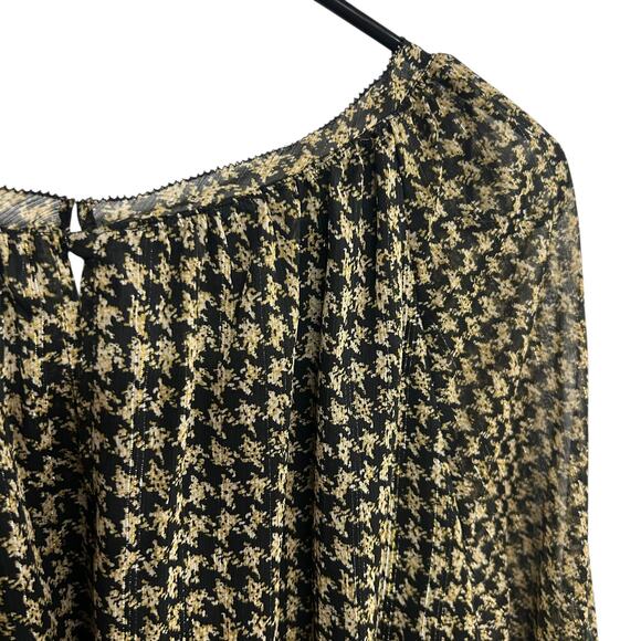 Classic Houndstooth Blouse Soft Surroundings‎ Gold Shimmer Size L - Picture 3 of 7